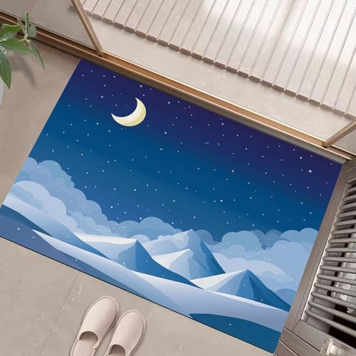 JEDTAKCT Teppiche Mit Sternenhimmel, Cartoon-Berge Teppich Weiche, Marineblau rutschfeste Fußmatte Waschbarer Teppich Für Eingang Badezimmer Treppe Spielzimmer Fußmatte, 40X60Cm JEDTAKCT Teppiche Mit Sternenhimmel, Cartoon-Berge Teppich Weiche, Marineblau rutschfeste Fußmatte Waschbarer Teppich Für Eingang Badezimmer Treppe Spielzimmer Fußmatte, 40X60Cm von JEDTAKCT