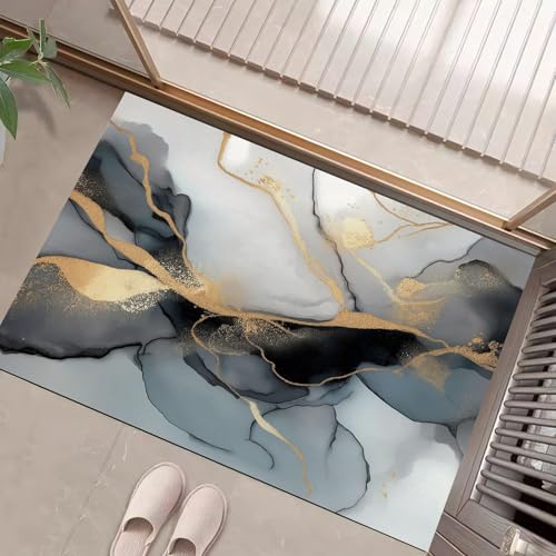 JEDTAKCT Teppiche Mit Tintenmarmor, Abstrakte Welligkeit Teppich Weiche, Dunkelgrau rutschfeste Fußmatte Waschbarer Teppich Für Eingang Badezimmer Treppe Spielzimmer Fußmatte, 60X90Cm JEDTAKCT Teppiche Mit Tintenmarmor, Abstrakte Welligkeit Teppich Weiche, Dunkelgrau rutschfeste Fußmatte Waschbarer Teppich Für Eingang Badezimmer Treppe Spielzimmer Fußmatte, 60X90Cm von JEDTAKCT