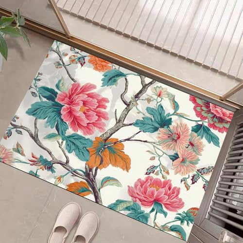 JEDTAKCT Teppiche Mit Traditionelle Pfingstrose, Orientalische Pflanzen Teppich Weiche, Türkis rutschfeste Fußmatte Waschbarer Teppich Für Eingang Badezimmer Treppe Spielzimmer Fußmatte, 90X150Cm JEDTAKCT Teppiche Mit Traditionelle Pfingstrose, Orientalische Pflanzen Teppich Weiche, Türkis rutschfeste Fußmatte Waschbarer Teppich Für Eingang Badezimmer Treppe Spielzimmer Fußmatte, 90X150Cm von JEDTAKCT