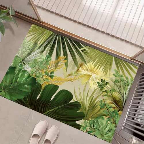 JEDTAKCT Teppiche Mit Tropische Blätter, Böhmische Flora Teppich Weiche, Salbeigrün rutschfeste Fußmatte Waschbarer Teppich Für Eingang Badezimmer Treppe Spielzimmer Fußmatte, 50X80Cm JEDTAKCT Teppiche Mit Tropische Blätter, Böhmische Flora Teppich Weiche, Salbeigrün rutschfeste Fußmatte Waschbarer Teppich Für Eingang Badezimmer Treppe Spielzimmer Fußmatte, 50X80Cm von JEDTAKCT