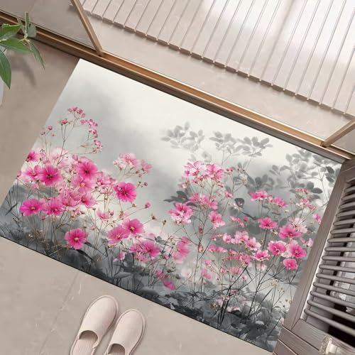 JEDTAKCT Teppiche Mit Verträumte Wildblumen, Tintenpflanzen Teppich Weiche, Anthrazitgrau rutschfeste Fußmatte Waschbarer Teppich Für Eingang Badezimmer Treppe Spielzimmer Fußmatte, 60X90Cm JEDTAKCT Teppiche Mit Verträumte Wildblumen, Tintenpflanzen Teppich Weiche, Anthrazitgrau rutschfeste Fußmatte Waschbarer Teppich Für Eingang Badezimmer Treppe Spielzimmer Fußmatte, 60X90Cm von JEDTAKCT