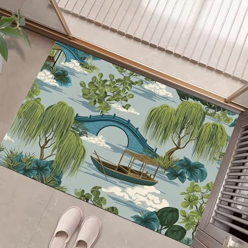 JEDTAKCT Teppiche Mit Weidenbäume Kleine Brücke, Chinesische Architektur E Teppich Weiche, Blaugrau rutschfeste Fußmatte Waschbarer Teppich Für Eingang Badezimmer Treppe Spielzimmer Fußmatte, 60X90Cm JEDTAKCT Teppiche Mit Weidenbäume Kleine Brücke, Chinesische Architektur E Teppich Weiche, Blaugrau rutschfeste Fußmatte Waschbarer Teppich Für Eingang Badezimmer Treppe Spielzimmer Fußmatte, 60X90Cm von JEDTAKCT