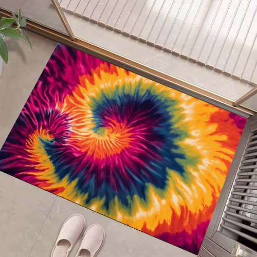 JEDTAKCT Tie-Dye Spirale Fußmatte Teppich Hippie Aquarell Kurzflor Fussmatte Orange Türmatte rutschfest Waschbarer Retro Teppich Für Esszimmer Flur Eingangsbereich Fußabtreter 80X120Cm JEDTAKCT Tie-Dye Spirale Fußmatte Teppich Hippie Aquarell Kurzflor Fussmatte Orange Türmatte rutschfest Waschbarer Retro Teppich Für Esszimmer Flur Eingangsbereich Fußabtreter 80X120Cm von JEDTAKCT