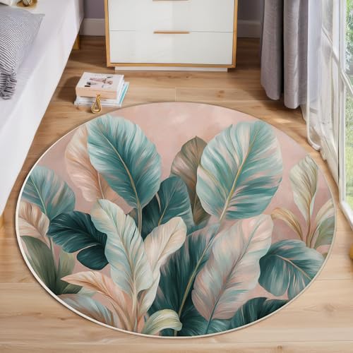 JEDTAKCT Tropische Pflanzen Teppich Rund 60 cm rutschfest Teppiche Wohnzimmer, Bananenblatt-Ölgemälde Waschbar Teppiche Kurzflor Weich Runder Teppich Pastellgrün for Schlafzimmer Studie Heimbüro JEDTAKCT Tropische Pflanzen Teppich Rund 60 cm rutschfest Teppiche Wohnzimmer, Bananenblatt-Ölgemälde Waschbar Teppiche Kurzflor Weich Runder Teppich Pastellgrün for Schlafzimmer Studie Heimbüro von JEDTAKCT