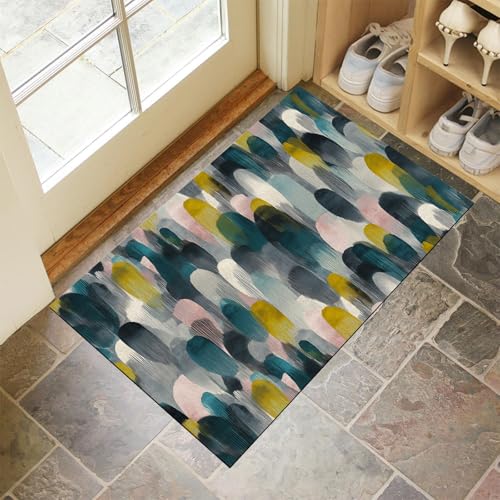 JEDTAKCT Türkis Waschbarer Teppich Handgezeichnetes Doodle Muster 50X80Cm Abstrakte Kunst Eingangsbereich Modern Fußmatte Badezimmerteppich Weich rutschfest Kleiner Kurzflor Bad Schlafzimmer JEDTAKCT Türkis Waschbarer Teppich Handgezeichnetes Doodle Muster 50X80Cm Abstrakte Kunst Eingangsbereich Modern Fußmatte Badezimmerteppich Weich rutschfest Kleiner Kurzflor Bad Schlafzimmer von JEDTAKCT