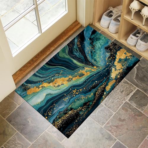 JEDTAKCT Türkis Waschbarer Teppich Luxuriöser Marmor Muster 50X80Cm Abstrakter Wirbel Eingangsbereich Modern Fußmatte Badezimmerteppich Weich rutschfest Kleiner Kurzflor Bad Schlafzimmer JEDTAKCT Türkis Waschbarer Teppich Luxuriöser Marmor Muster 50X80Cm Abstrakter Wirbel Eingangsbereich Modern Fußmatte Badezimmerteppich Weich rutschfest Kleiner Kurzflor Bad Schlafzimmer von JEDTAKCT