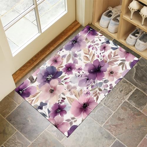 JEDTAKCT Violett Waschbarer Teppich Aquarellblumen Muster 50X80Cm Traditionelle Pflanzen Eingangsbereich Modern Fußmatte Badezimmerteppich Weich rutschfest Kleiner Kurzflor Bad Schlafzimmer JEDTAKCT Violett Waschbarer Teppich Aquarellblumen Muster 50X80Cm Traditionelle Pflanzen Eingangsbereich Modern Fußmatte Badezimmerteppich Weich rutschfest Kleiner Kurzflor Bad Schlafzimmer von JEDTAKCT