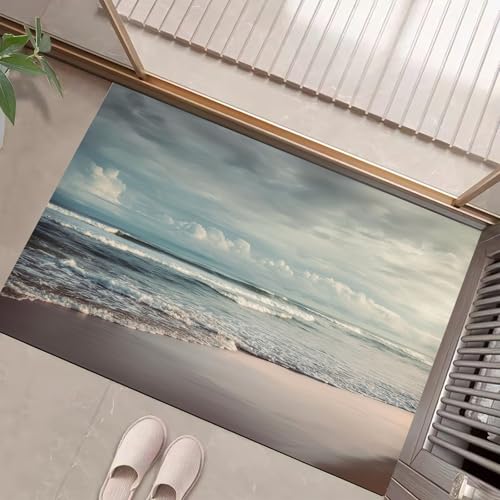 JEDTAKCT Wellen Strand Fußmatte Teppich Retro Naturlandschaft Kurzflor Fussmatte Braun Türmatte rutschfest Waschbarer Retro Teppich Für Esszimmer Flur Eingangsbereich Fußabtreter 40X60Cm JEDTAKCT Wellen Strand Fußmatte Teppich Retro Naturlandschaft Kurzflor Fussmatte Braun Türmatte rutschfest Waschbarer Retro Teppich Für Esszimmer Flur Eingangsbereich Fußabtreter 40X60Cm von JEDTAKCT