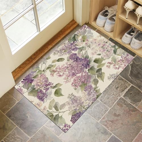 Lavendel Lila Waschbarer Teppich Aquarell Glyzinien Blumen Muster 40X60Cm Vintage Pflanzen Eingangsbereich Modern Fußmatte Badezimmerteppich Weich Rutschfest Kleiner Kurzflor Bad Schlafzimmer von JEDTAKCT