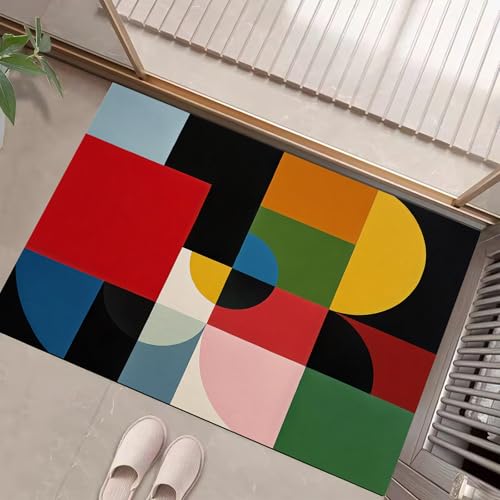 Rot Schwarz Waschbarer Teppich Abstrakte Geometrie Muster 50X80Cm Mittelalterliche Ästhetik Eingangsbereich Modern Fußmatte Badezimmerteppich Weich Rutschfest Kleiner Kurzflor Bad Schlafzimmer Rot Schwarz Waschbarer Teppich Abstrakte Geometrie Muster 50X80Cm Mittelalterliche Ästhetik Eingangsbereich Modern Fußmatte Badezimmerteppich Weich Rutschfest Kleiner Kurzflor Bad Schlafzimmer von JEDTAKCT