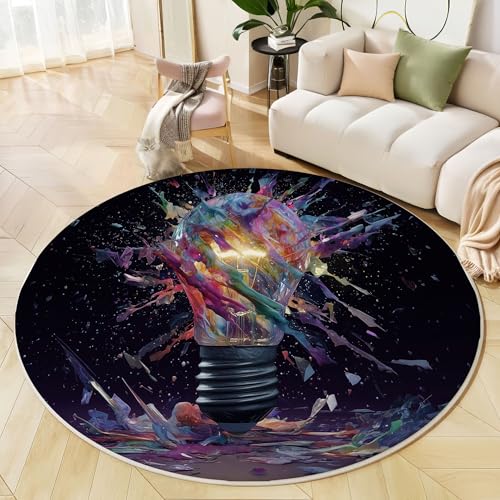 Runder Teppich Deep Purple, Anti Rutsch Unterlage Waschbar Runder Läufer Mit Bedruckter 3D-Tintenbirne Abstrakte Ästhetik Für Schlafzimmer Flur Wohnzimmer Couchtisch Fußmatten, 200 cm Runder Teppich Deep Purple, Anti Rutsch Unterlage Waschbar Runder Läufer Mit Bedruckter 3D-Tintenbirne Abstrakte Ästhetik Für Schlafzimmer Flur Wohnzimmer Couchtisch Fußmatten, 200 cm von JEDTAKCT