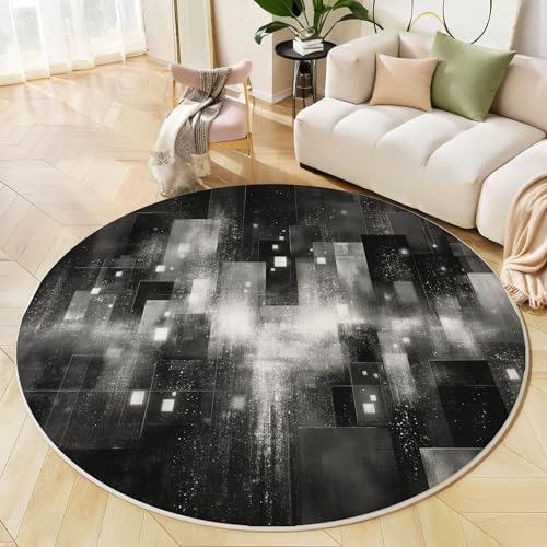 Runder Teppich Dunkelgrau, Anti Rutsch Unterlage Waschbar Runder Läufer Mit Bedruckter Graffiti Geometrisch Grunge Für Schlafzimmer Flur Wohnzimmer Couchtisch Fußmatten, 60 cm Runder Teppich Dunkelgrau, Anti Rutsch Unterlage Waschbar Runder Läufer Mit Bedruckter Graffiti Geometrisch Grunge Für Schlafzimmer Flur Wohnzimmer Couchtisch Fußmatten, 60 cm von JEDTAKCT