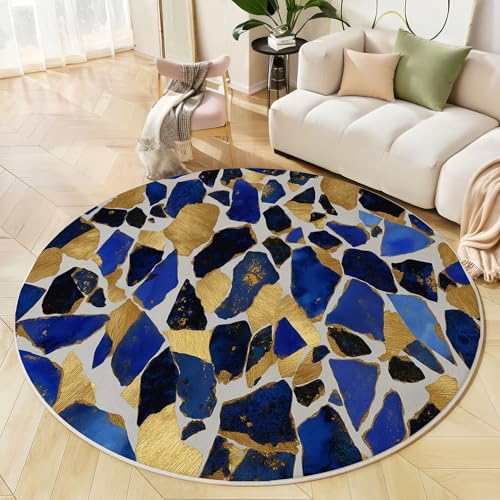 Runder Teppich Goldfolie Zerbrochenes Glas Waschbar rutschfest Teppich Verträumte Geometrie Bedruckt Wohnzimmerteppich Rund 100 cm Flauschig Marineblau Teppiche Für Schlafzimmer Esszimmer Küche Runder Teppich Goldfolie Zerbrochenes Glas Waschbar rutschfest Teppich Verträumte Geometrie Bedruckt Wohnzimmerteppich Rund 100 cm Flauschig Marineblau Teppiche Für Schlafzimmer Esszimmer Küche von JEDTAKCT