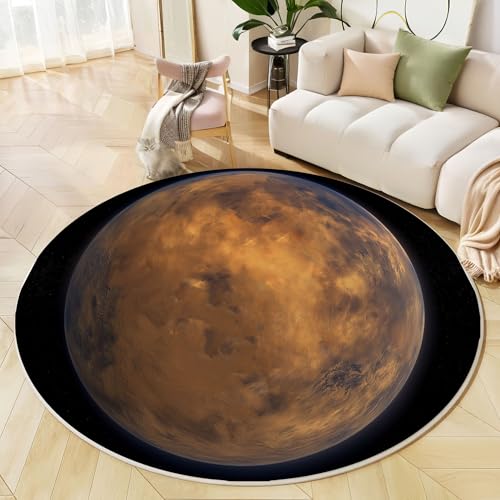 Runder Teppich Natürlicher Mars Waschbar rutschfest Teppich Kosmischer Planet Bedruckt Wohnzimmerteppich Rund 200 cm Flauschig Ocker Teppiche Für Schlafzimmer Esszimmer Küche Runder Teppich Natürlicher Mars Waschbar rutschfest Teppich Kosmischer Planet Bedruckt Wohnzimmerteppich Rund 200 cm Flauschig Ocker Teppiche Für Schlafzimmer Esszimmer Küche von JEDTAKCT