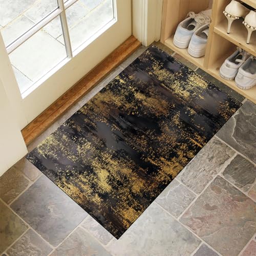 Schwarzes Gold Waschbarer Teppich Distressed Goldfolie Muster 50X80Cm Poster Im Industriestil Eingangsbereich Modern Fußmatte Badezimmerteppich Weich Rutschfest Kleiner Kurzflor Bad Schlafzimmer Schwarzes Gold Waschbarer Teppich Distressed Goldfolie Muster 50X80Cm Poster Im Industriestil Eingangsbereich Modern Fußmatte Badezimmerteppich Weich Rutschfest Kleiner Kurzflor Bad Schlafzimmer von JEDTAKCT