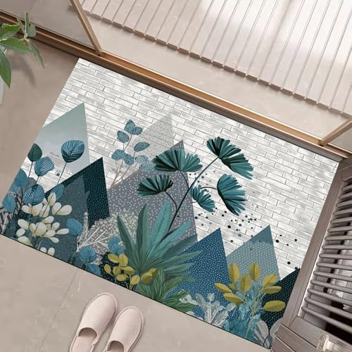 Teppiche Mit Böhmisches Blumenmuster, Abstrakte Geometrische Muster Teppich Weiche, Blaugrün Rutschfeste Fußmatte Waschbarer Teppich Für Eingang Badezimmer Treppe Spielzimmer Fußmatte, 60X90Cm Teppiche Mit Böhmisches Blumenmuster, Abstrakte Geometrische Muster Teppich Weiche, Blaugrün Rutschfeste Fußmatte Waschbarer Teppich Für Eingang Badezimmer Treppe Spielzimmer Fußmatte, 60X90Cm von JEDTAKCT
