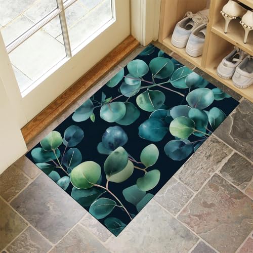 Türkis Waschbarer Teppich Aquarell Eukalyptusblätter Muster 80X120Cm Minimalistische Pflanzen Eingangsbereich Modern Fußmatte Badezimmerteppich Weich Rutschfest Kleiner Kurzflor Bad Schlafzimmer Türkis Waschbarer Teppich Aquarell Eukalyptusblätter Muster 80X120Cm Minimalistische Pflanzen Eingangsbereich Modern Fußmatte Badezimmerteppich Weich Rutschfest Kleiner Kurzflor Bad Schlafzimmer von JEDTAKCT