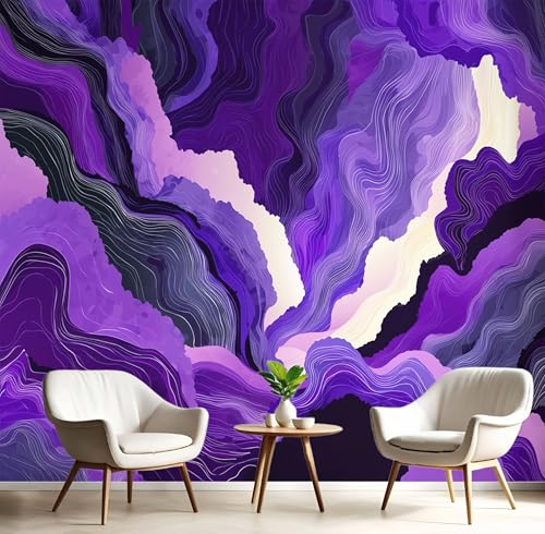 Wirbelberge-Tapeten-Wandbilder, Abstrakter Marmor-Schlafzimmer-Tapete Violett-Wandtapete Für Wohnzimmer Wanddeko Fototapete, Vintage-Großes Wandbild Raumdekoration, 400X280Cm Wirbelberge-Tapeten-Wandbilder, Abstrakter Marmor-Schlafzimmer-Tapete Violett-Wandtapete Für Wohnzimmer Wanddeko Fototapete, Vintage-Großes Wandbild Raumdekoration, 400X280Cm von JEDTAKCT