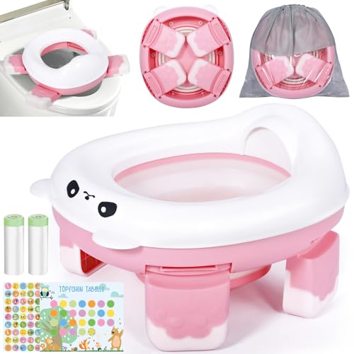 JEDWKFA Toilettensitz Kinder, Töpfchen für Unterwegs, Reisetoilette Kinder, Faltbares Töpfchen, Anti-Rutsch-Design, mit 2 Rollen Töpfchenbeutel + 2 Aufkleber + Aufbewahrungstasche, Rosa JEDWKFA Toilettensitz Kinder, Töpfchen für Unterwegs, Reisetoilette Kinder, Faltbares Töpfchen, Anti-Rutsch-Design, mit 2 Rollen Töpfchenbeutel + 2 Aufkleber + Aufbewahrungstasche, Rosa von JEDWKFA