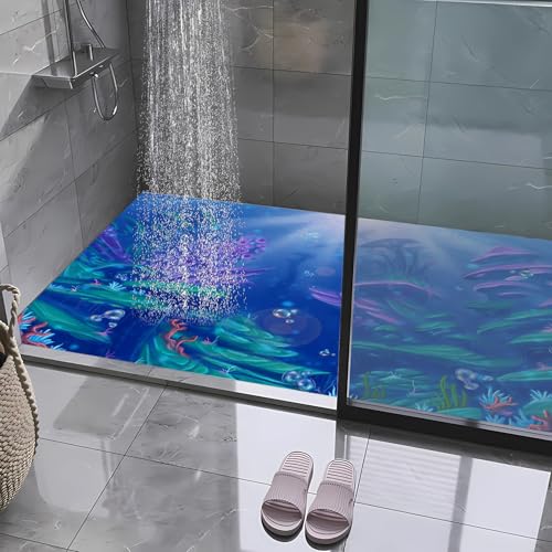 Badematte, 60 x 120 cm, ultraweich und saugfähig, rutschfest, bequem, maschinenwaschbar, Badteppich für Boden, Badewanne, Dusche, Fliesen, blauer Meeresboden Badematte, 60 x 120 cm, ultraweich und saugfähig, rutschfest, bequem, maschinenwaschbar, Badteppich für Boden, Badewanne, Dusche, Fliesen, blauer Meeresboden von JEEGIU