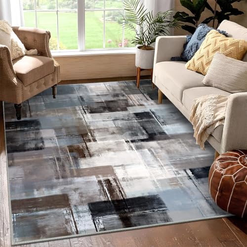 JEEGIU Grauer abstrakter Teppich, 90 x 120 cm, Kaschmirimitat, weich und flauschig, für Schlafzimmer, Wohnzimmer, Arbeitszimmer, Büro, rutschfest und waschbar JEEGIU Grauer abstrakter Teppich, 90 x 120 cm, Kaschmirimitat, weich und flauschig, für Schlafzimmer, Wohnzimmer, Arbeitszimmer, Büro, rutschfest und waschbar von JEEGIU
