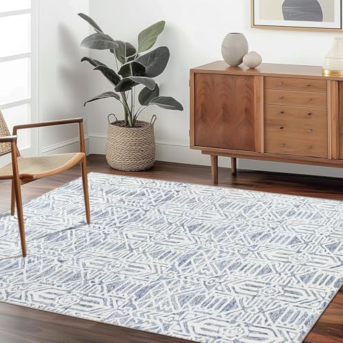 JEEGIU Teppich, 180 x 275 cm, marineblau und weiß, kunstvolles Muster, fusselfrei und leicht zu reinigen, ideal für Wohnzimmer, Schlafzimmer, Büro, Esszimmer JEEGIU Teppich, 180 x 275 cm, marineblau und weiß, kunstvolles Muster, fusselfrei und leicht zu reinigen, ideal für Wohnzimmer, Schlafzimmer, Büro, Esszimmer von JEEGIU