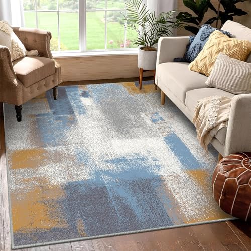 Kunst-Kaschmir-Teppich – 150 x 240 cm, moderner niedriger Flor, rutschfester Teppich für Wohnzimmer, Schlafzimmer, Badezimmer, Orange – gemischte abstrakte Kunst Kunst-Kaschmir-Teppich – 150 x 240 cm, moderner niedriger Flor, rutschfester Teppich für Wohnzimmer, Schlafzimmer, Badezimmer, Orange – gemischte abstrakte Kunst von JEEGIU