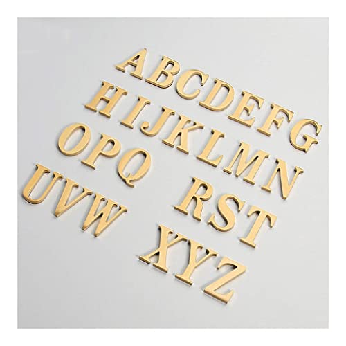 Shu 1 Stück Goldene Messingbuchstaben Zahlen Wanddekoration/Türschilder, 65 Mm Retro Metall Hotel Schlafsaal Zimmernummer Türschilder, Selbstklebend (Color : Letter A) von JEEIJ