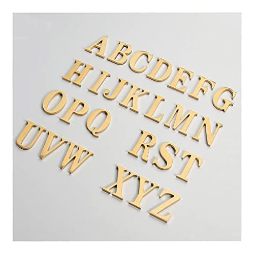 Shu 1 Stück Goldene Messingbuchstaben Zahlen Wanddekoration/Türschilder, 65 Mm Retro Metall Hotel Schlafsaal Zimmernummer Türschilder, Selbstklebend (Color : Letter D) von JEEIJ