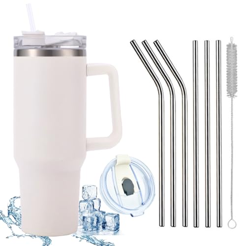 JEELINBORE 1200 ML Isolierbecher Edelstahl mit Griff Kaffeetasse 40 OZ Doppelwandiger Kühlbecher Reisebecher Autobecher Thermobecher mit Strohhalm und Auslaufsicher Becherdeckel Beige JEELINBORE 1200 ML Isolierbecher Edelstahl mit Griff Kaffeetasse 40 OZ Doppelwandiger Kühlbecher Reisebecher Autobecher Thermobecher mit Strohhalm und Auslaufsicher Becherdeckel Beige von JEELINBORE