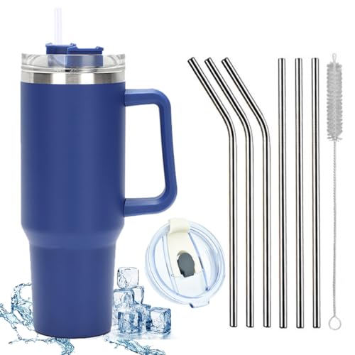 JEELINBORE 1200 ML Isolierbecher Edelstahl mit Griff Kaffeetasse 40 OZ Doppelwandiger Kühlbecher Reisebecher Autobecher Thermobecher mit Strohhalm und Auslaufsicher Becherdeckel Blau JEELINBORE 1200 ML Isolierbecher Edelstahl mit Griff Kaffeetasse 40 OZ Doppelwandiger Kühlbecher Reisebecher Autobecher Thermobecher mit Strohhalm und Auslaufsicher Becherdeckel Blau von JEELINBORE