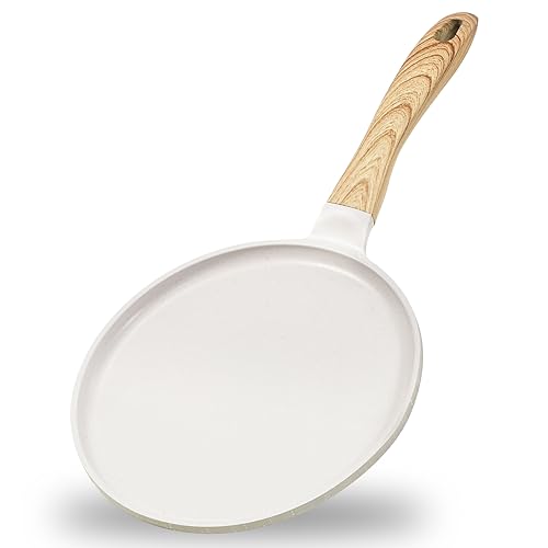 JEETEE Crepe Pfanne 24cm, Granit-Antihaftbeschichtung Pancake Pfanne, Bakelitegriff, Kompatibel Mit Allen Herden und Induktionskochern, PFOA Frei, Beige von JEETEE