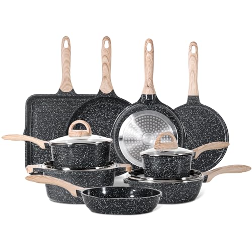 JEETEE Familie Topfsets Pfannenset 24-Teilig, Antihaft-Keramik Topf und Pfannenset, Topfset Induktion, Perfekt für ein neues Geschenk zu Hause, Für alle Herdtypen Geeignet, Grau JEETEE Familie Topfsets Pfannenset 24-Teilig, Antihaft-Keramik Topf und Pfannenset, Topfset Induktion, Perfekt für ein neues Geschenk zu Hause, Für alle Herdtypen Geeignet, Grau von JEETEE