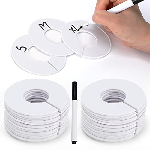 JEEZAO 40 Stück Kleiderbügel Grössentrenner Größenfinder für Babykleidung,Größenreiter für Garderoben Klassifizierung,Bekleidungsgeschäfte,mit Filzstift (Weiß) von JEEZAO