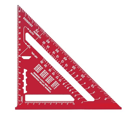 Winkelmesser für Zimmermann,7 Zoll Metrischer Dreieck-Winkelmesser,Aluminium Legierung, 90 Grad Verdicktes Dreieckslineal von JEEZAO