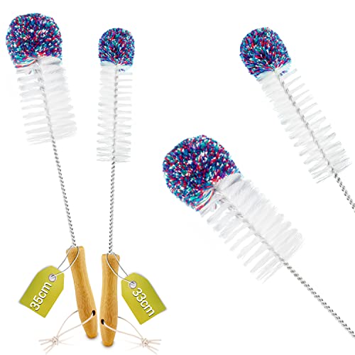 Flaschenbürste mit weicher Flauschbommel - Die Lösung für eine kratzfreie & mühelose Reinigung von Sodastream Babyflaschen Teekanne - Dein Universal Flaschenreiniger für alle Öffnungen (35cm) von JEFF