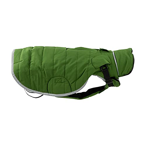 JEGGO Quilted Coat, modisch gesteppter Winter-Hundemantel, mit weichem Fleece-Innenfutter, Wasser- und Winddicht, optimale Passform, mit beidseitig zu öffnendem Reißverschluss (Grün, 36 cm) von JEGGO