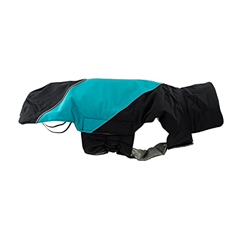 JEGGO Thermal Lining, Winter-Hundemantel, mit wärmeisolierendem Thermofutter, Wasser- und Winddicht, optimale Passform, mit beidseitig zu öffnendem Reißverschluss (türkis-schwarz, 44 cm) von JEGGO