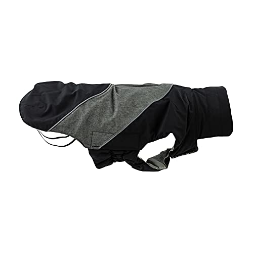 JEGGO Thermal Lining, Winter-Hundemantel, mit wärmeisolierendem Thermofutter, Wasser- und Winddicht, optimale Passform, mit beidseitig zu öffnendem Reißverschluss (grau-schwarz, 75 cm) von JEGGO