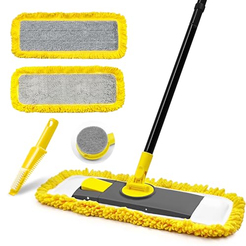 JEHONN Wischmopp Bodenwischer mit 2 Mikrofaser Mop Pads Gelb von JEHONN