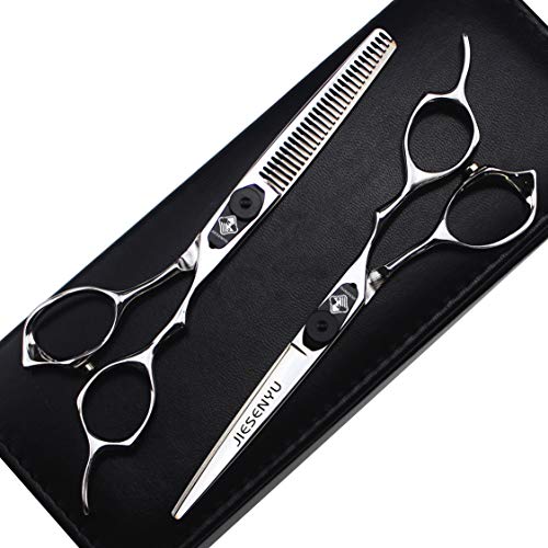JEISENYU Friseurschere 440C aus hochwertigem Stahl, 6 Zoll, Silver Cutting Scissors and thinning Scissors von JIESENYU