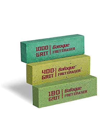 Gitarren Bundradierer Set, Bundfeile für Gitarre, Schleifgummi Gotarre, Gitarre Bund Polieren, Gitarren Politur, Fret Polishing Rubber, Poliergummi 3er Pack (180 & 400 & 1000 Körnung) von JEISSLIA