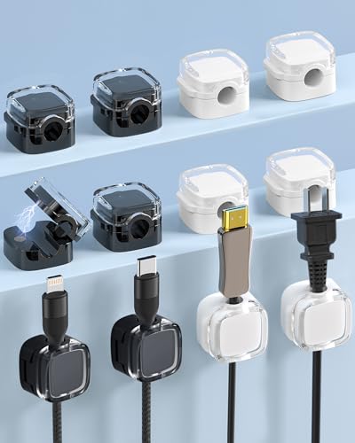 JEJA Kabelhalter Kabelclips 12 Stück, Kabel Organizer, Stark Haftende Draht Ladegerät Halter, für Nachttisch, Küchengeräte Schreibtisch, Wand, Schwarz Weiß von JEJA