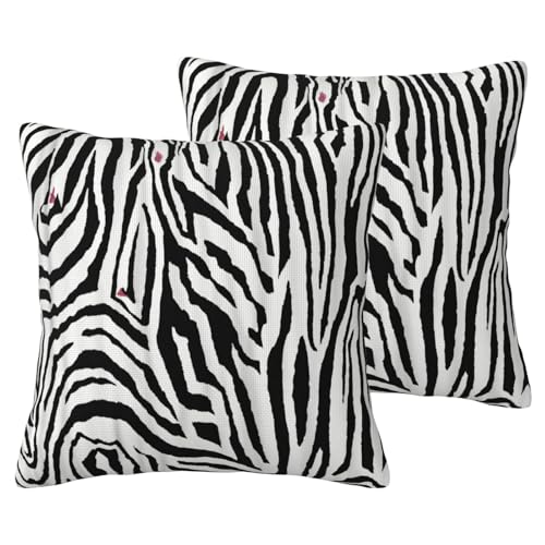 JEJEA Kissenbezug aus Leinenimitat mit Zebramuster, dekorative Kissenbezüge für Wohnzimmer, Bett, Sofa, 2 Sets von JEJEA