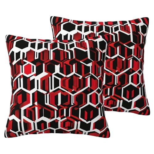 JEJEA Kissenbezug mit abstraktem geometrischem Muster, Leinenimitat, 2 Sets, dekorative Kissenbezüge für Wohnzimmer, Bett, Sofa von JEJEA