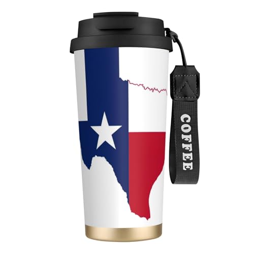 JEJEA Texas State Flag Map Print Edelstahl Isolierte Tassen, doppelwandige Kaffeetassen, Kaffee-Reisebecher für Home Office von JEJEA