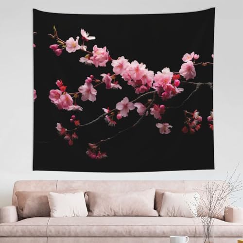 JEJEA Wandteppich mit japanischem Kirschblumen-Druck, ästhetischer Wandteppich für niedliche Schlafzimmer-Dekoration, Wohnung, Bauernhaus, Wohnheim von JEJEA