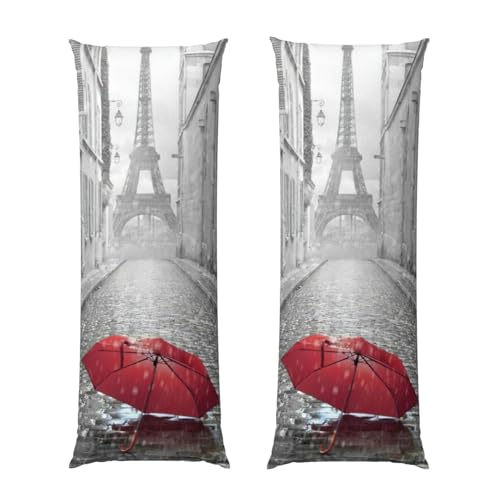Kissenbezug mit Reißverschluss, Motiv: Eiffelturm, Paris, Straße, roter Regenschirm, langer seitlicher versteckter Reißverschluss, 50,8 x 137,2 cm Kissenbezug mit Reißverschluss, Motiv: Eiffelturm, Paris, Straße, roter Regenschirm, langer seitlicher versteckter Reißverschluss, 50,8 x 137,2 cm von JEJEA