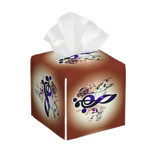 Lila Musik Notizen Druck Tissue Box Abdeckung, Leder Platz Halter Dekorative Tissue Organizer für Bad Arbeitsplatte von JEJEA