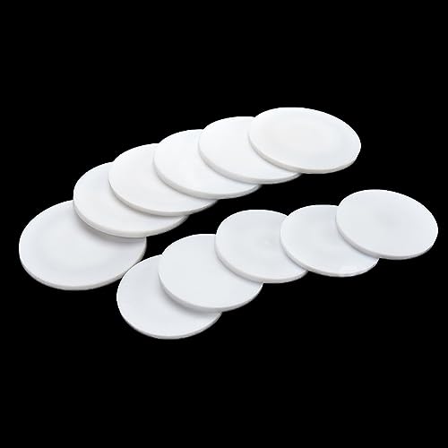 PTFE-Plattenblatt, PTFE-Kunststoffblatt, Teflonblatt, 10er-Packung weiße runde PTFE-Dichtungspads, Durchmesser 10–100 mm, Dicke 1/1,5/2/3 mm(50MM*1.5MM) von JEJKSXZTO